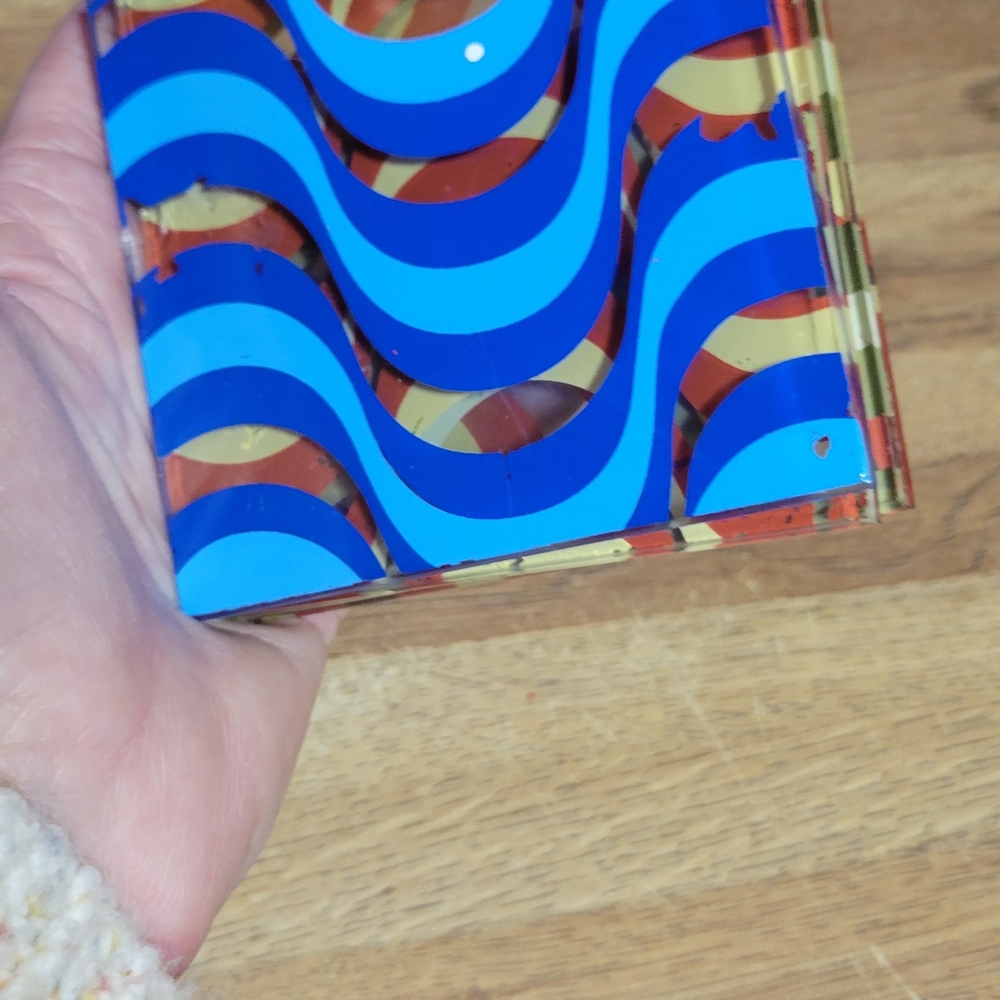 Colorful Glass Wave Pattern Coasters Set - Picture 2 of 3